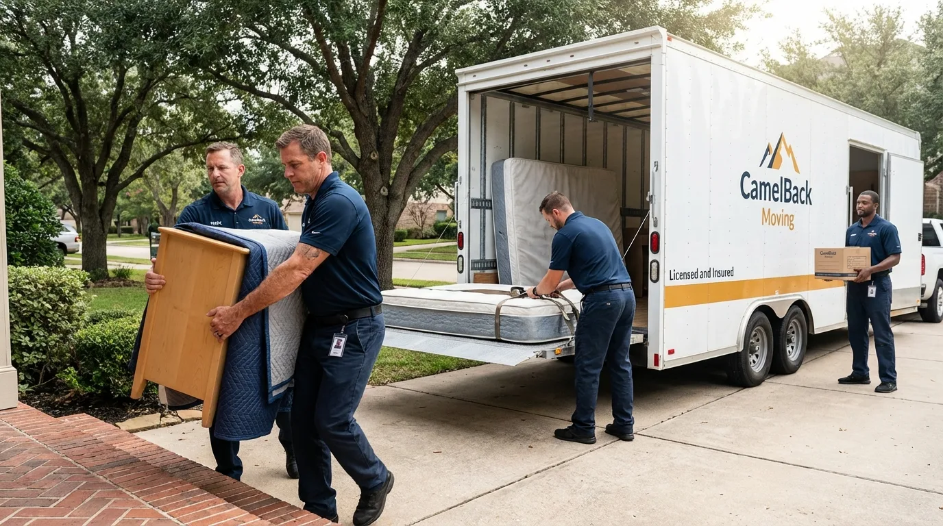 Crew loading residential truck for cross-state move from Seabeck, WA